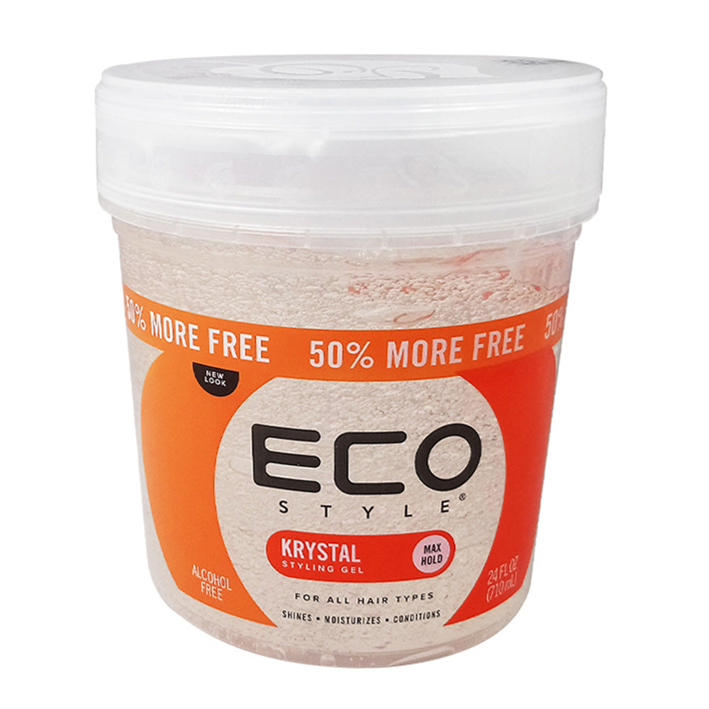 Eco Style Krystal Hair Styling Gel Alcohol Free Max Hold Body and Shine 24Oz (710ml)